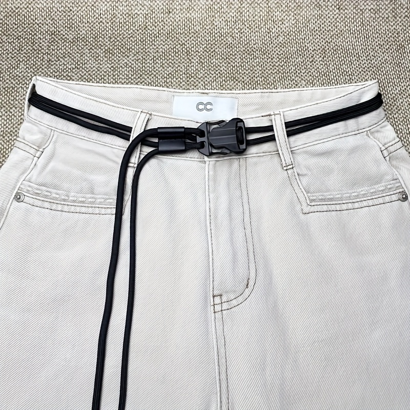 Image of 1pc Unisex Adjustable Waist Belt Smooth And Quick Lock Design Round Rope Style For Fashionable For Men And Women Ideal Boyfriend Gift