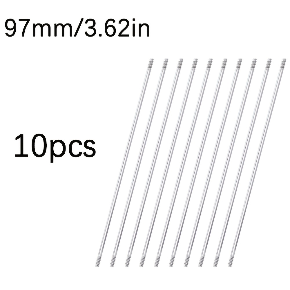 TEMU 10pcs Stainless Steel Pen Extenders For Beadable Pens, Beadable Pen Extender Rods, Metal Blank Bars For Beadable Pens (2.83in, 3.62in, 4.6 In)