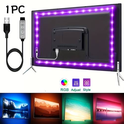 1pc 196 inches for led on tvs ranging from 22 to 65 inches featuring smart led lights that can with a dynamic mode responsive and adjustable light strip is ideal for game rooms