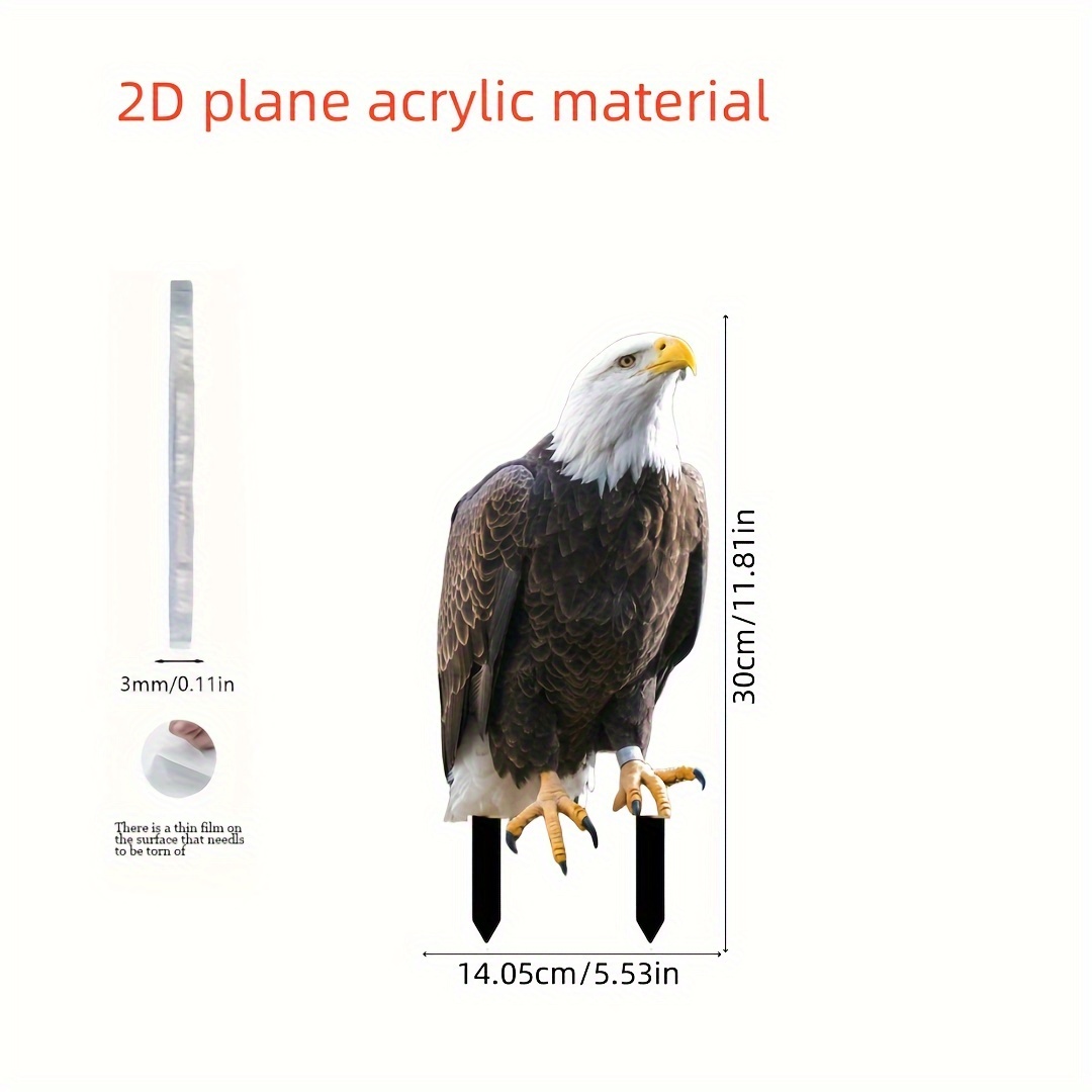 

Charming Eagle Acrylic Garden Stake - Durable Outdoor Yard & Lawn Decor, Perfect For Patio, Farm, And Campus Garden Decor For Outside