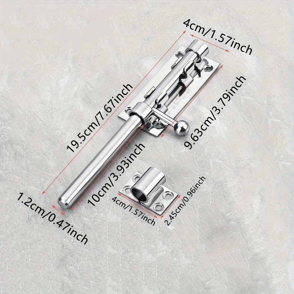 Image of 1pc 8inch 10inch Stainless Steel Door Bolt Latch Bathroom Wooden Door Old Style Anti-theft Door Catch Door Lock Bolt Safety Lock With Lock Hole