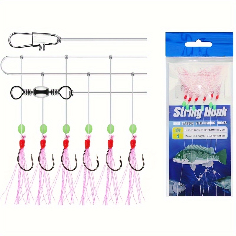 6pcs Sea/Freshwater Fishing Sabiki Rigs String Hook Flash Luminous String  Hook Fish String Hook Bait For Freshwater - AliExpress