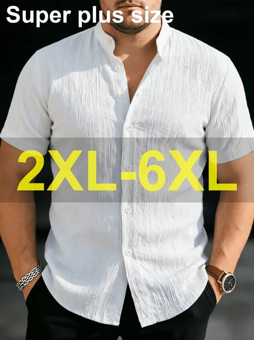 obm summer plus size mens shirt 2xl 6xl henley t shirt stand up collar shirt lightweight breathable low maintenance beach vacation casual formal wear pool parties and daily casual occasions ideal as a beachwear gift