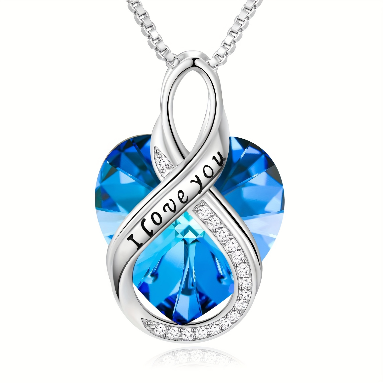 

Sterling 925 Silver Hypoallergenic Necklace Heart Shape Blue Zircon Pendant Necklace Elegant Simple Style Classic Valentine's Day Gift With Gift Box
