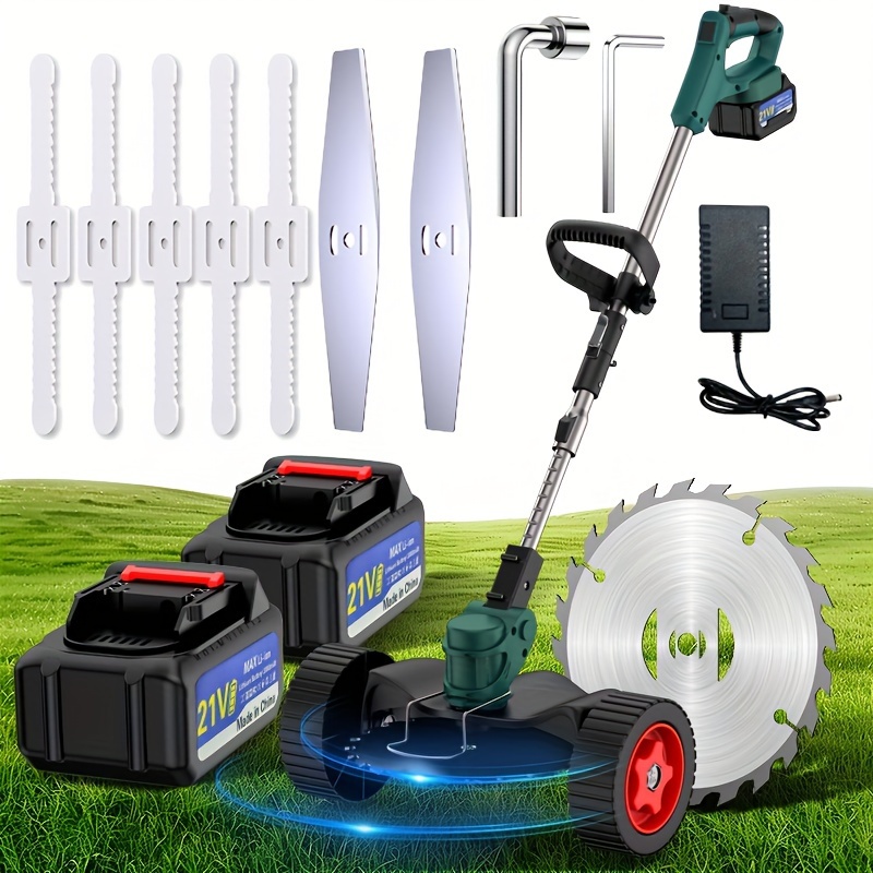 

21v Cordless Lawn Mower Pro - 2 X 3.0ah Battery Powered, 3-in-1 Electric Mower/ / Cordless Trimmer With 3 Interchangeable Blades For Lawn Yard Garden Maintenance