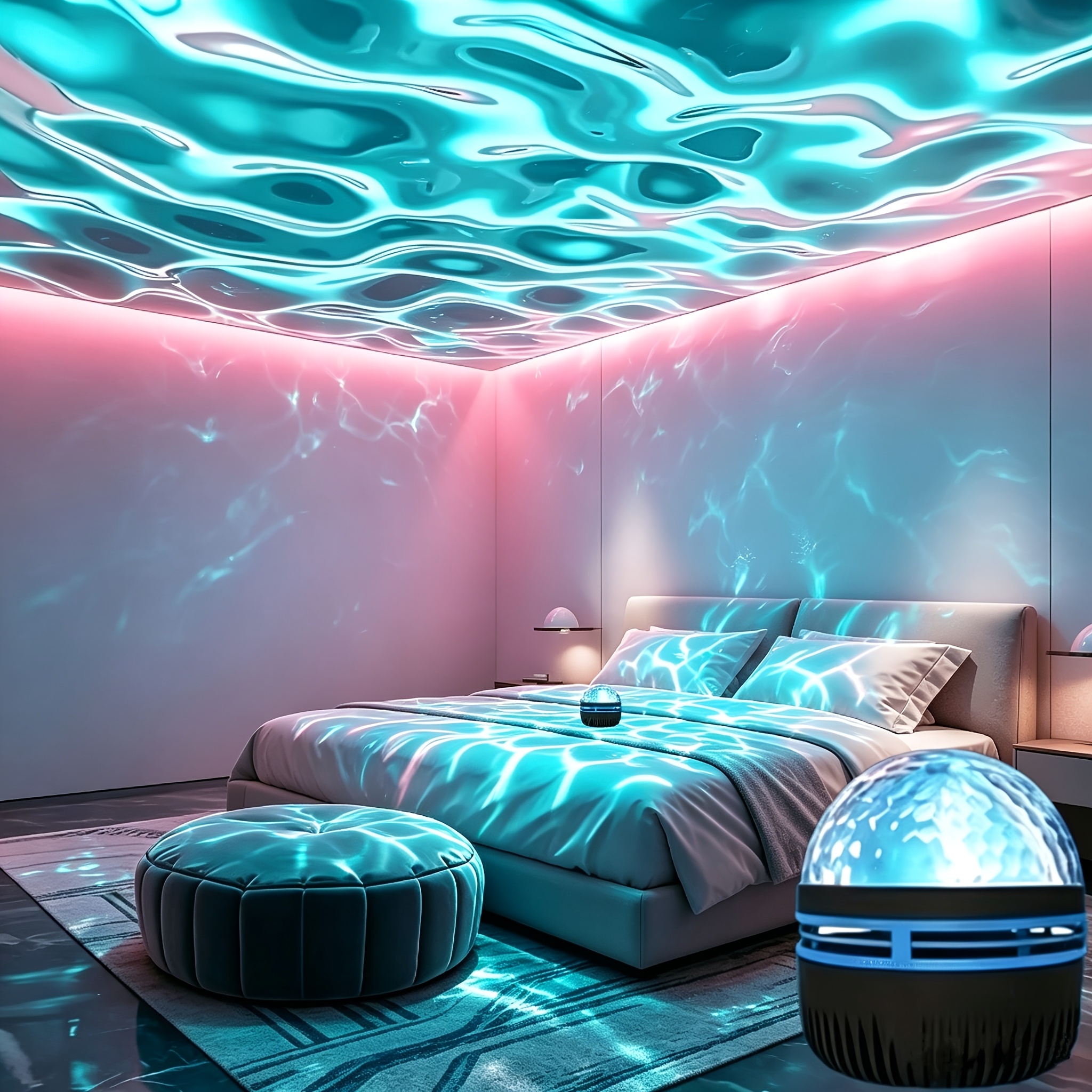 TEMU 17-color Led Ceiling Projector Lamp With 360° Beam Suitable For Home Theater, Usb-powered Rgb System, Low Voltage Operation For Bedrooms,