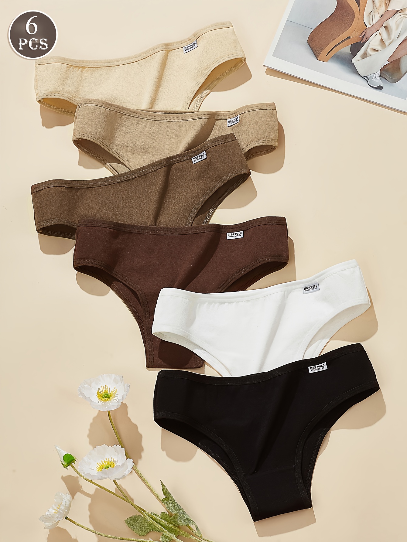 6 pack womens low waist t back briefs simple   breathable design in brown high stretch fabric for comfortable daily wear