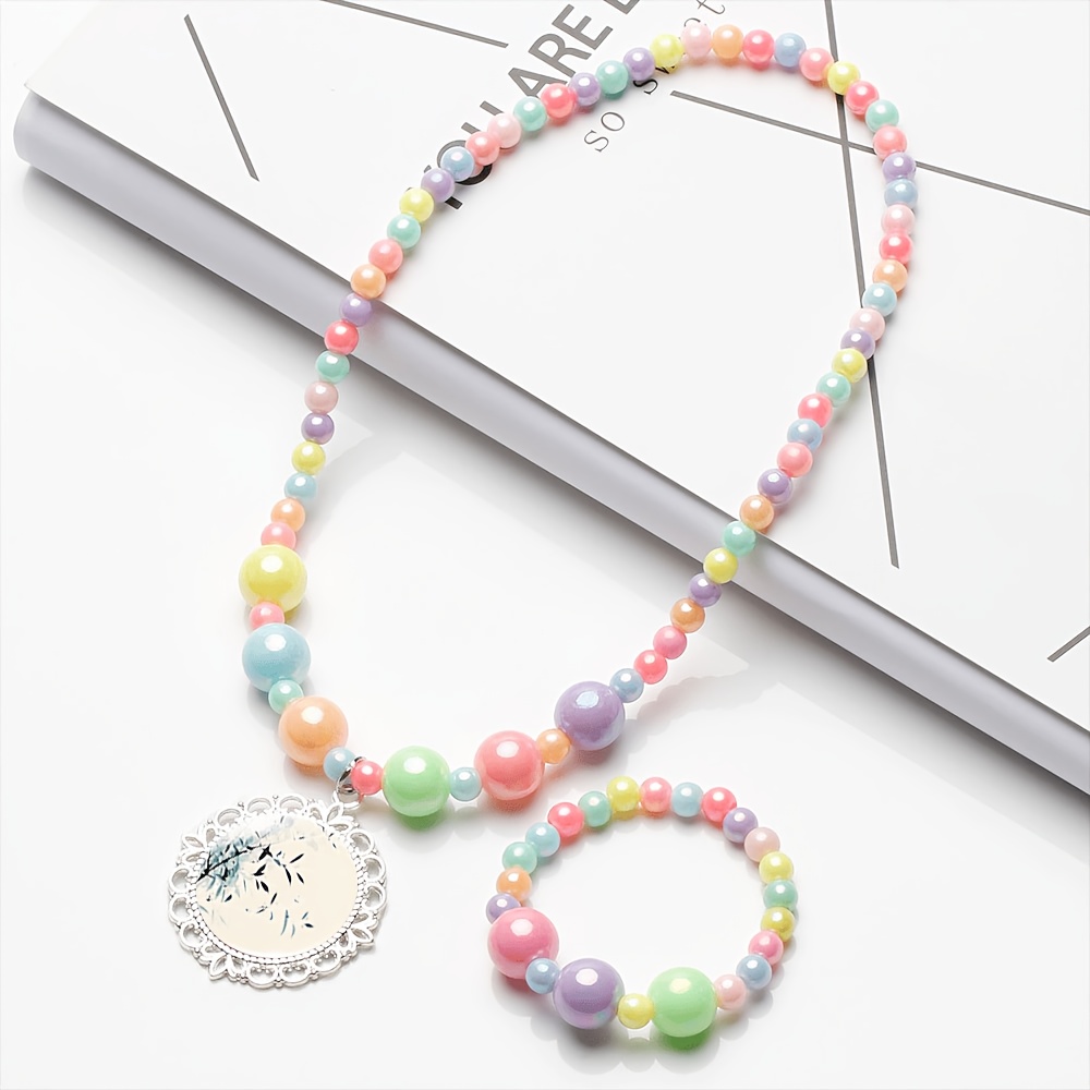 2pcs Ink Bamboo Women's Necklace & Bracelet Set, Random Colors