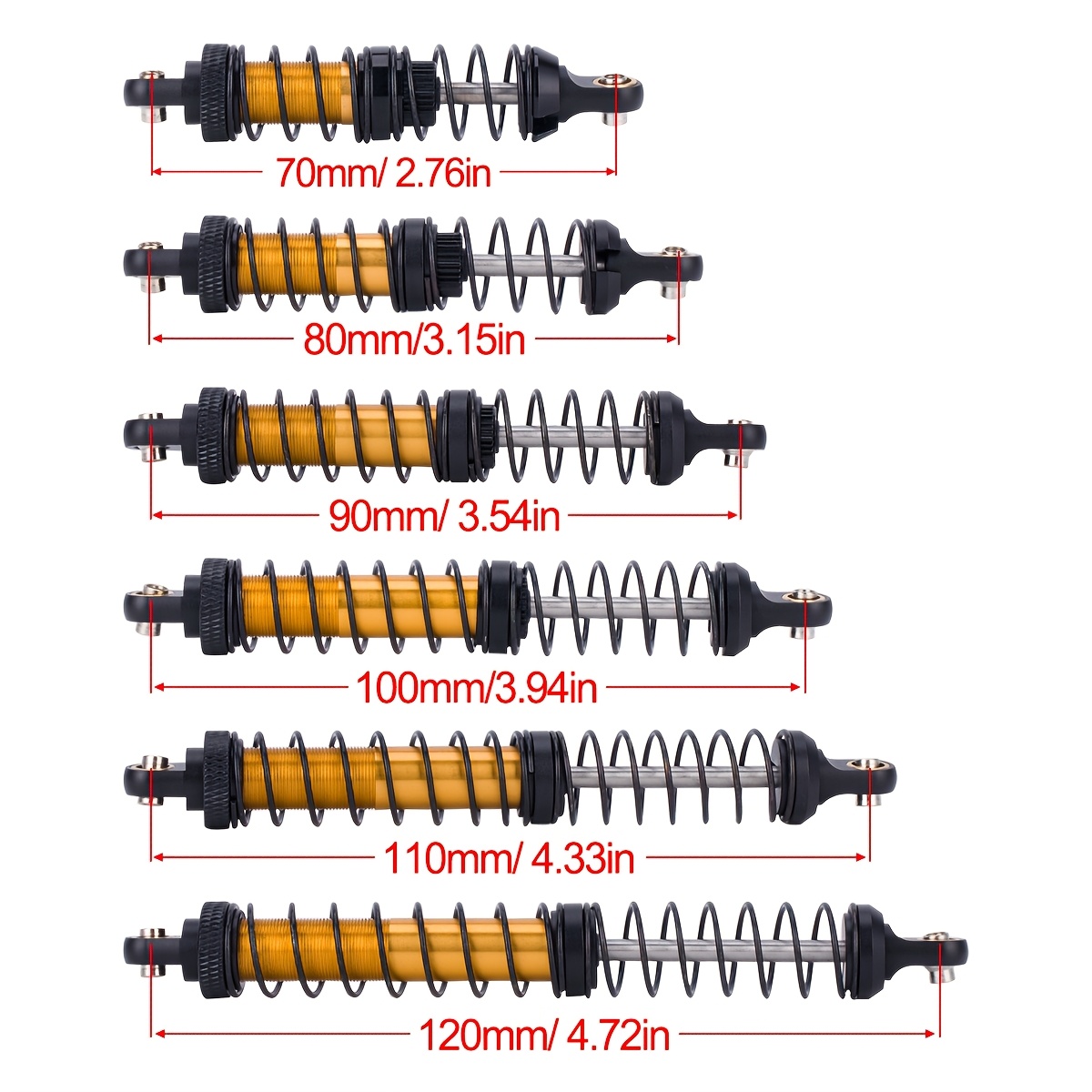 Lot De 4 Amortisseurs Huile Métalliques Réglables Pour Voiture RC 1/10 - TRX4 SCX10
