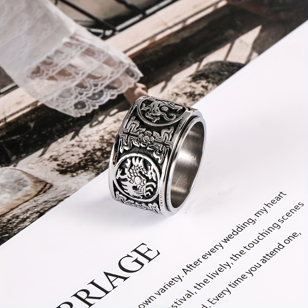 a stylish punk   hip hop trendy   304 stainless steel mens ring suitable for everyday wear Product details 2