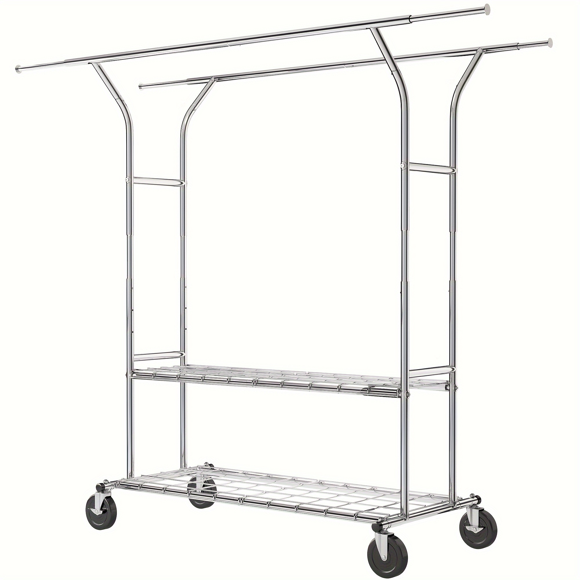 

Clothes Rack Heavy Duty Clothing Rack With Wheels Load 630lbs Clothing Racks For Hanging Clothes Rolling Clothes Rack Adjustable Garment Rack Commercial Portable Clothes Rack 74.6" Wx24.1" Dx70.1 H