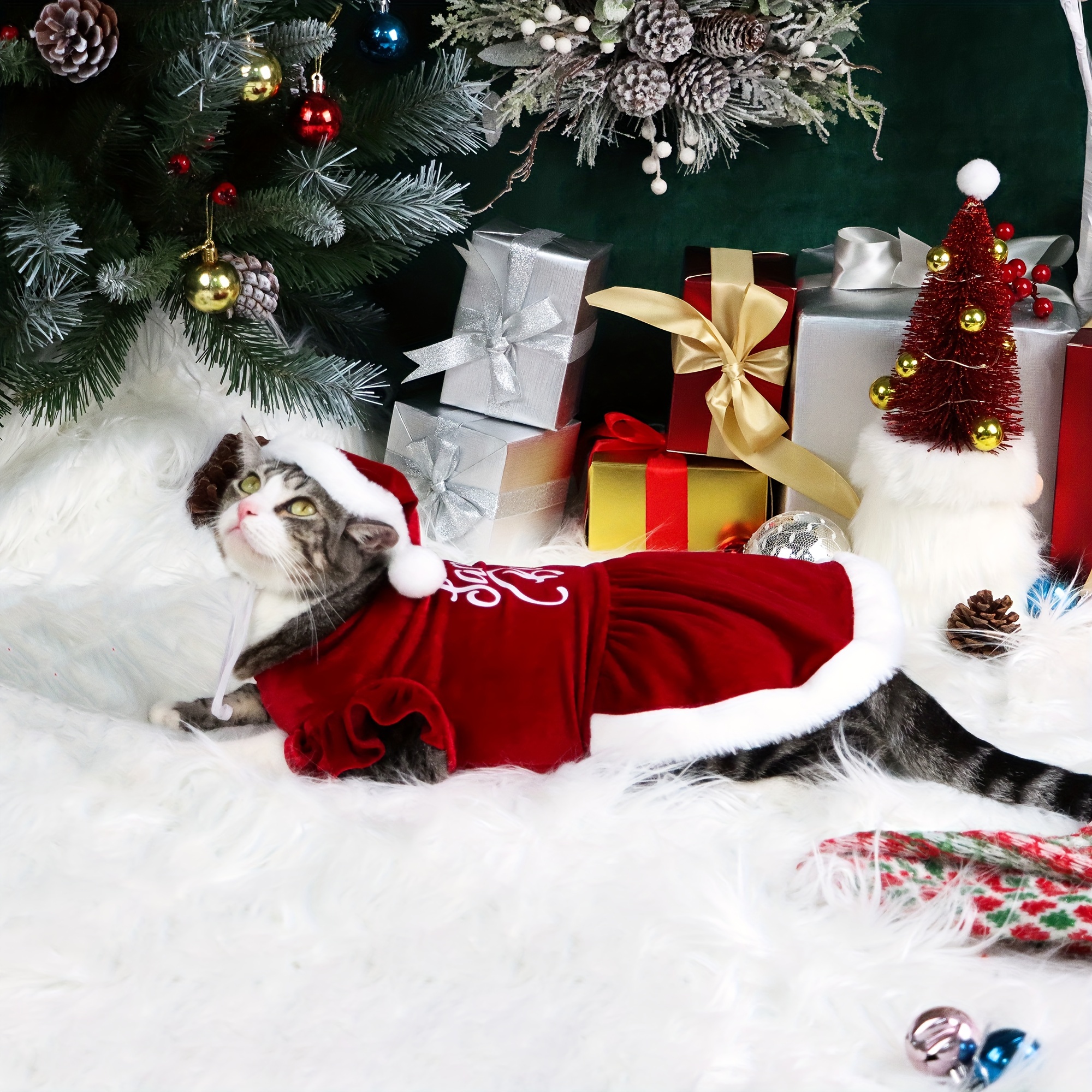 dog christmas dresses set 2 puppy dress letters It has a cotton KissProm Sheath Satin Bridesmaid Color:Off White / Ivory styleattribute-party Pet costume