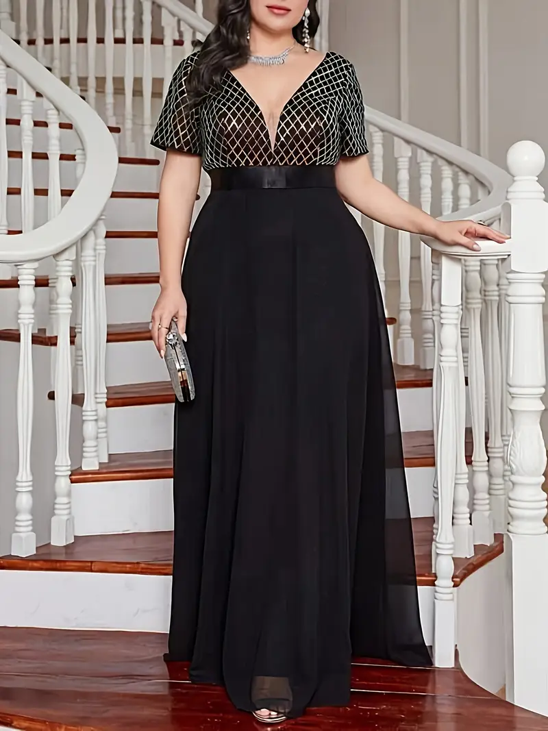 plus size elegant black plus size dress ladies suitable - Temu Mauritius plus size elegant black plus size dress ladies suitable - Temu Mauritius