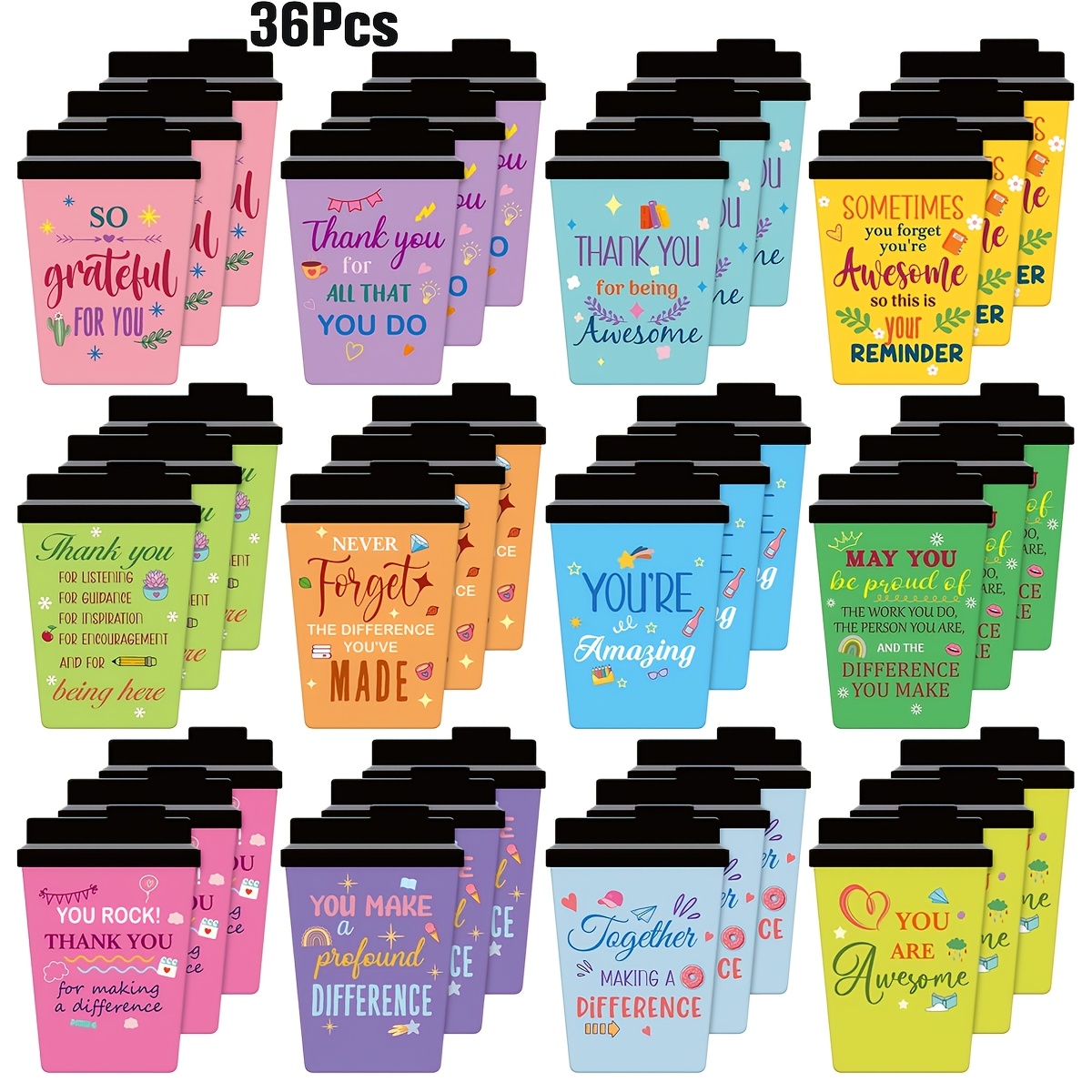 TEMU Lot de 36 aimants de réfrigérateur pour la des employés, autocollants inspirants pour tasse à café de professeur, petits cadeaux de gratitude