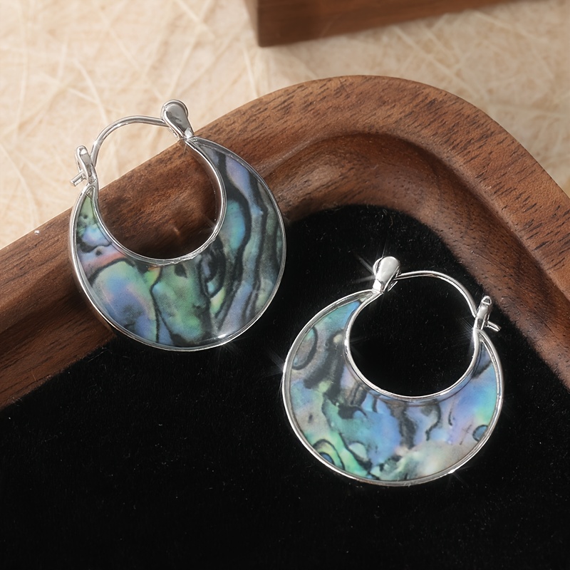 TEMU Vintage Ethnic Style Circular Earrings, Sparkling Silvery Color Earrings, Minimalist Earrings, Bohemian Copper Products, A Gift For Her