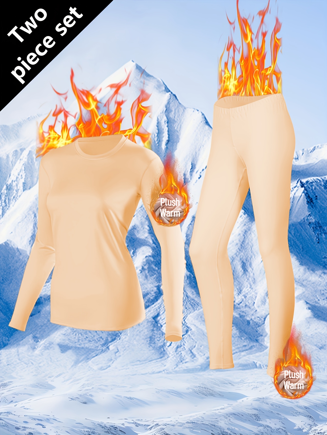 2pcs womens thermal underwear ski base layer   with pants warm winter clothing machine washable layering for weather daily wear 2pcs suit