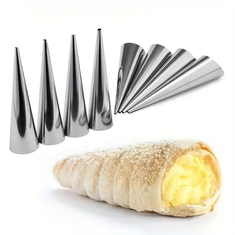 3pcs stainless steel cone pastry molds versatile for croissants spiral bread   ice cream essential kitchen baking tools details 4