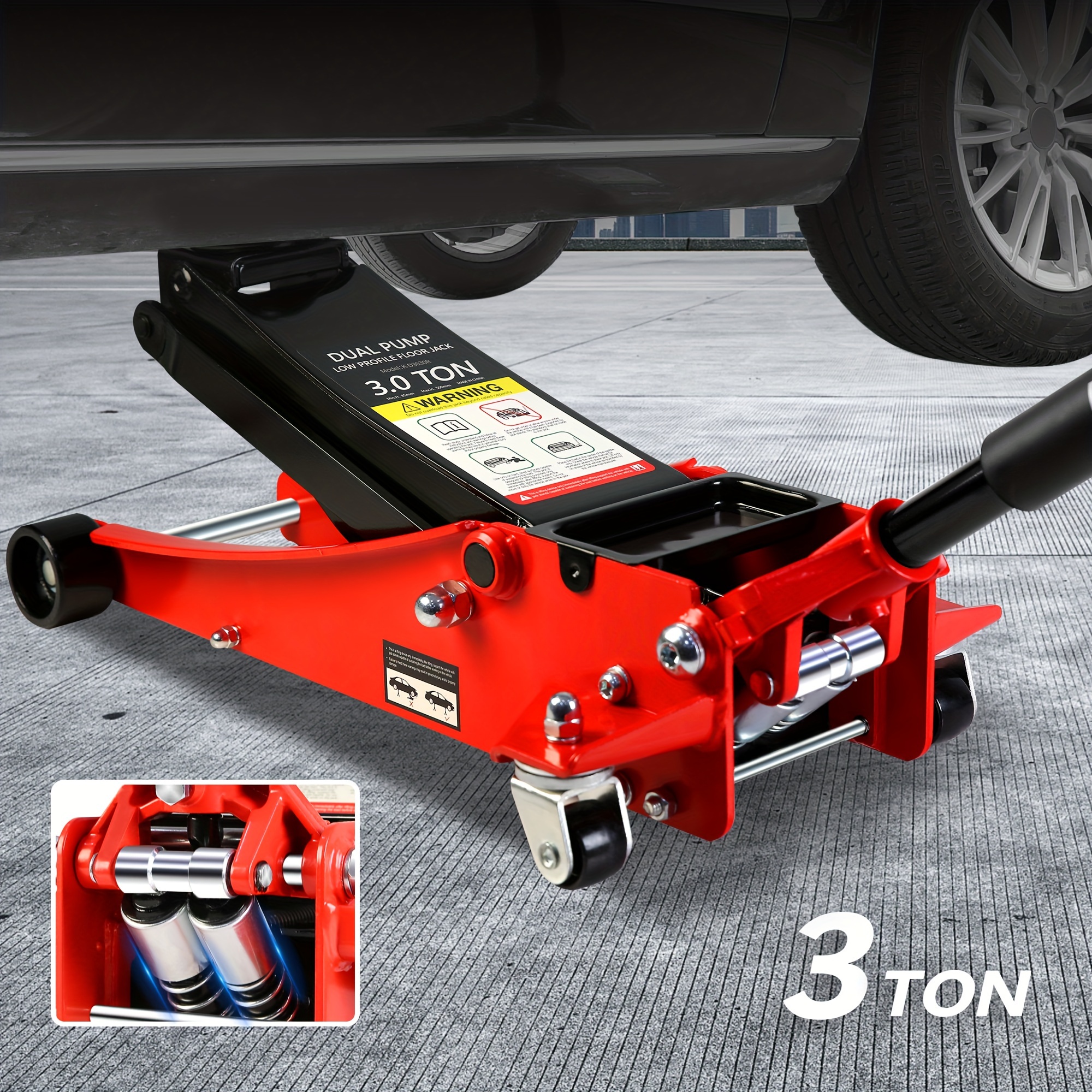 

3t Low Profile Jack, , Floor Jack With Dual Pump, Car Jack Hydraulic Autolifts For Home Garage, Truck Jack Hydraulic Lifting Range 3.3"-19.7