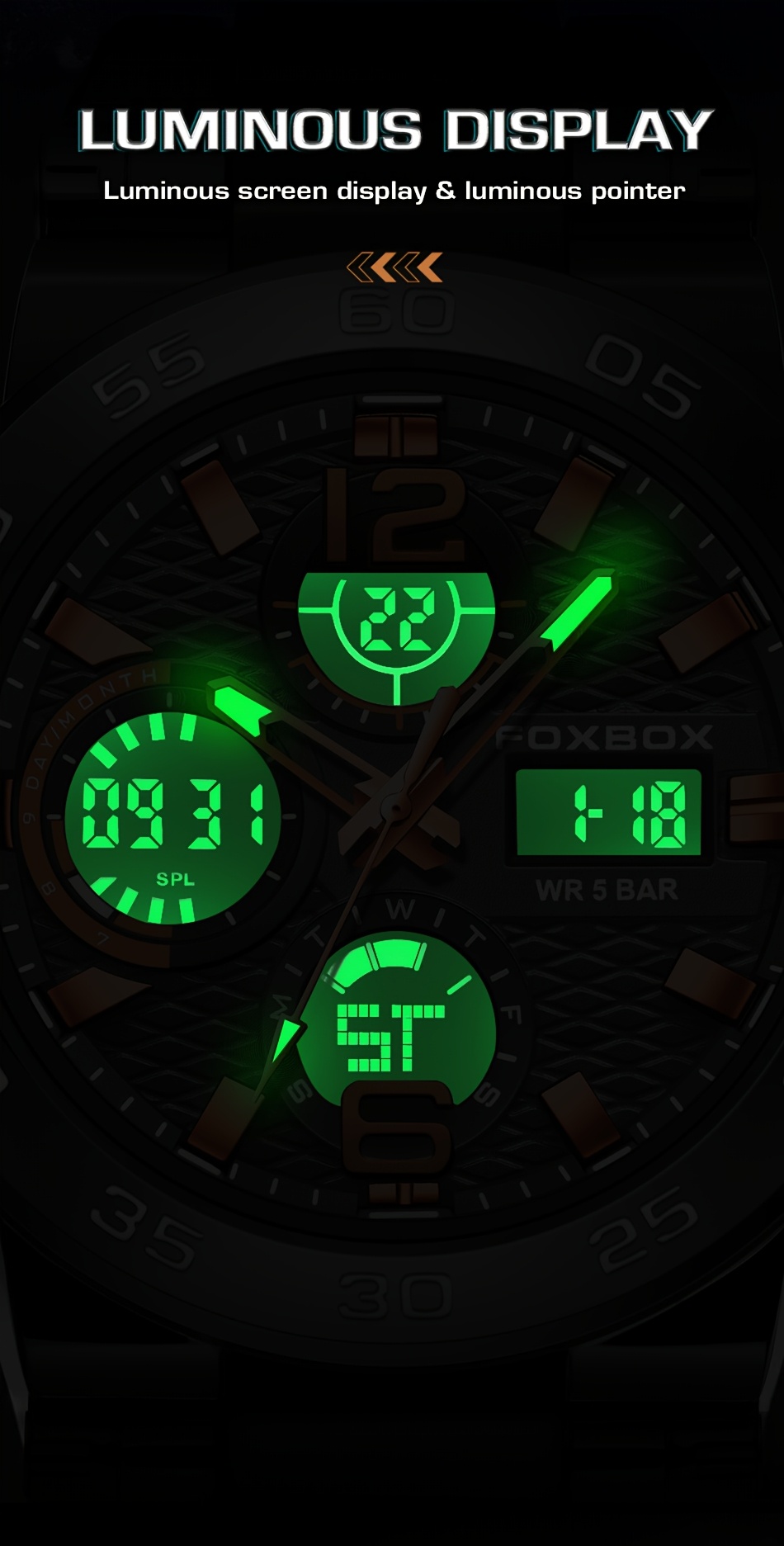 LIGE Men's Sport Watch with Stopwatch, Dual Display (Digital/Analog), Alarm, Date, IP68 High Quality, Quartz Movement, Black - Durable Design for Active Lifestyles, Outdoor Timepiece, Sleek Strap Watch, Robust Appearance