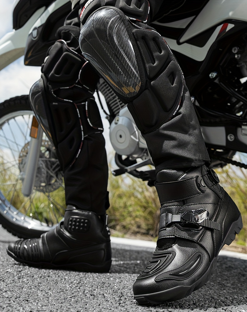 Bottes Courtes Moto En Cuir Imperméable - Semelle Antidérapante, Laçage Et Velcro - Toutes Tailles - 10