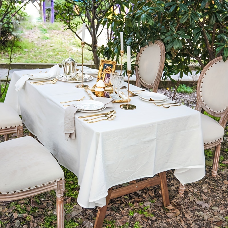 

Nappe Élégante en Coton Blanc - Rectangulaire, Tissu Lavable pour Tables de Buffet, Fêtes, Dîners de Fête & Mariages.