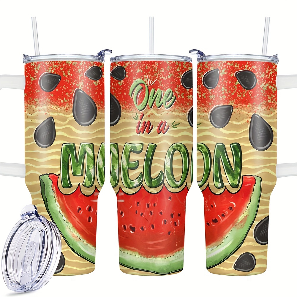 

1pc, 40oz Stainless Steel Tumbler, 1 Is A Melon Funny Print Double Wall Vacuum Insulated Travel Mug, Perfect Gift For Family And Friends Birthday Christmas Gifts For Women Mom Sisters Teacher Coworker