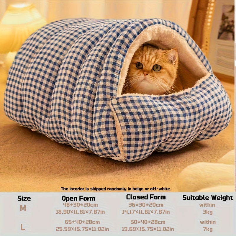 TEMU Winter Cave Cat Bed For Cats - Semi-enclosed Detachable Cat Bed (winter ). Oversized & Thickened Insulated House (). Fits 1 Adult/2 Kittens, 5