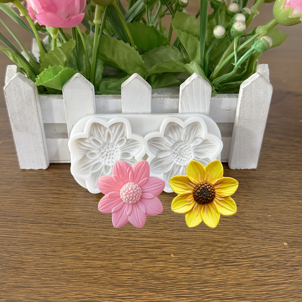 Image of 2- Sunflower Silicone Mold, Suitable For Resin, Aromatherapy Plaster, Fondant Cake Decorations, Diy Chocolate Baking Molds