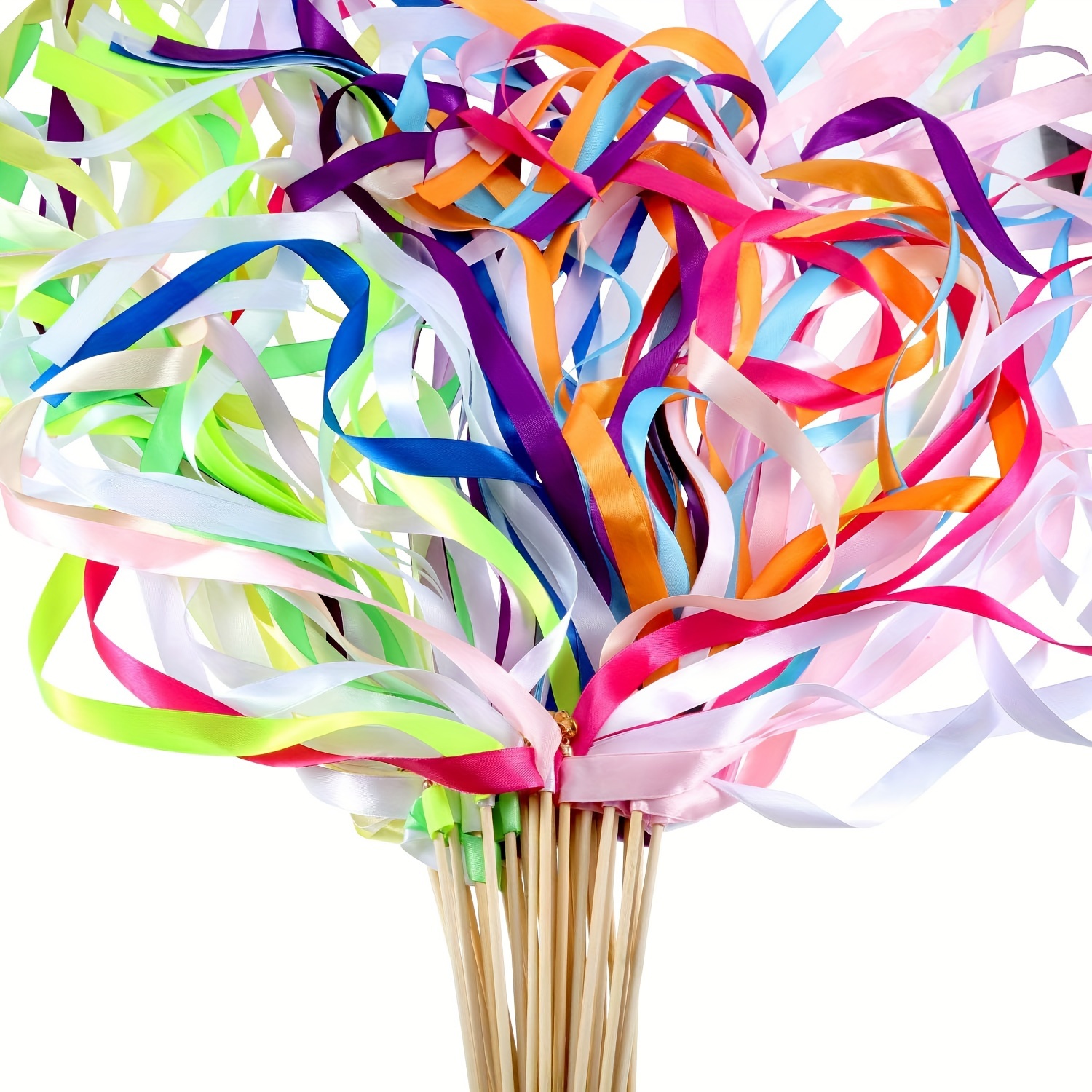 

16-pack Multicolored Fairy Ribbon Wands With - Party Streamers For Wedding Celebrations, Magic Shows, And Warm-up Events - Suitable For Ages 14+