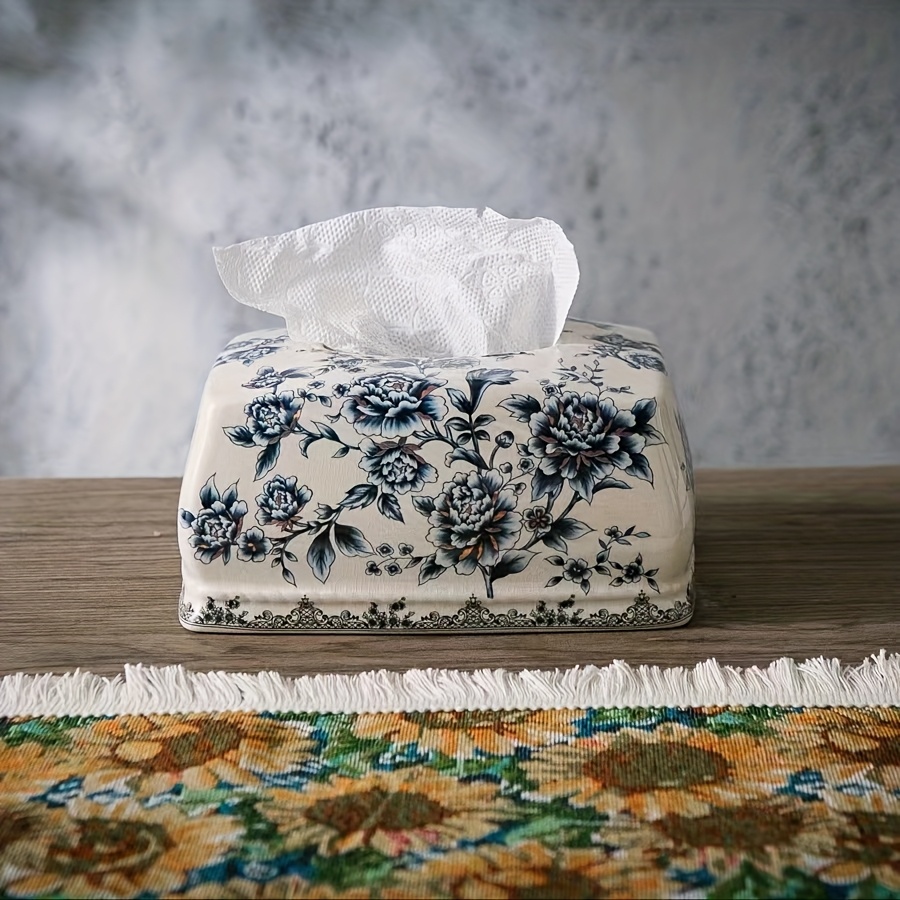 new chinese style blue and white crackled ceramic tissue box for living room coffee table home use housewarming best for christmas Product details 1