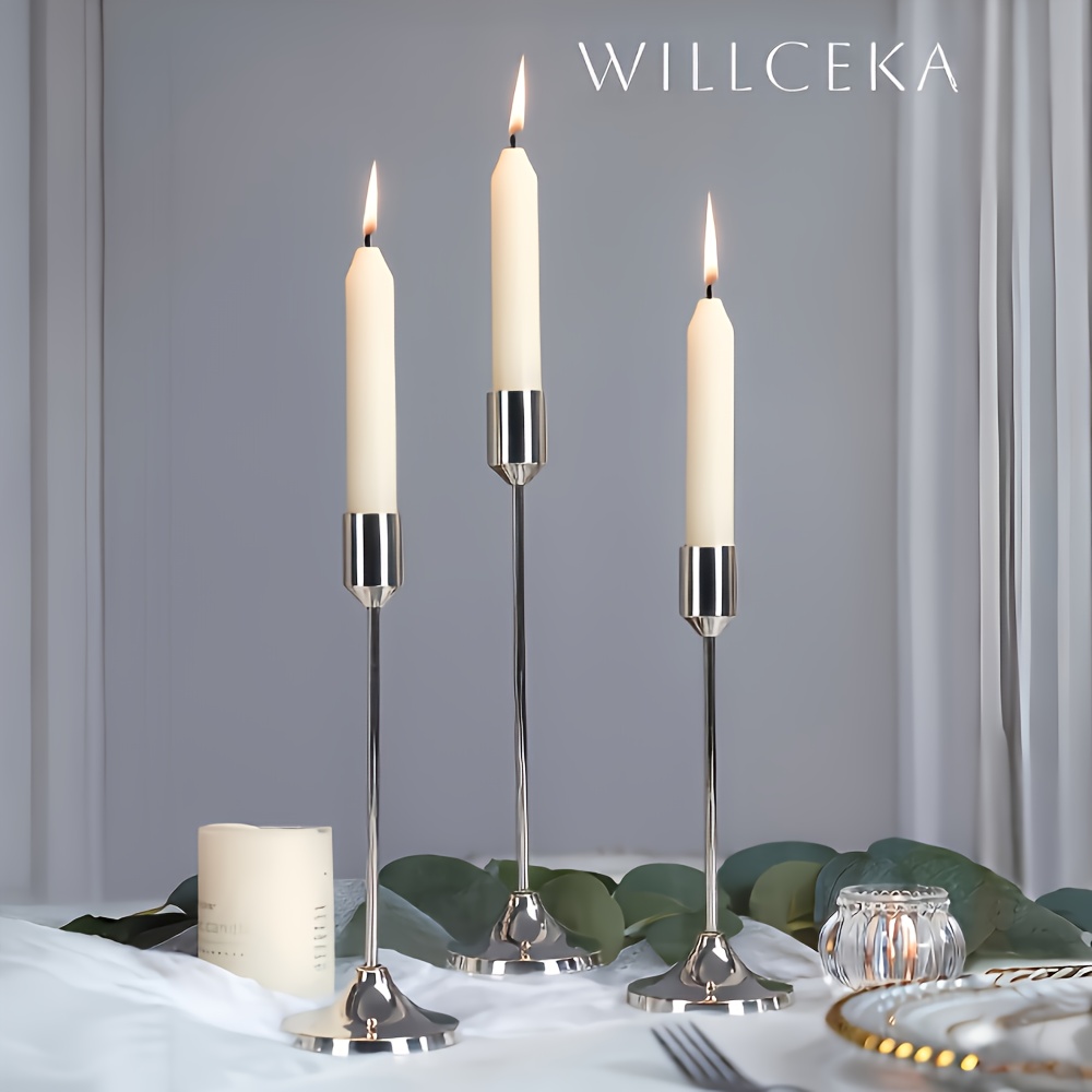 TEMU 3 Metal Candle Holders, Christmas And Halloween Table Decor, Dinner Photo Props, Wedding Anniversary And Wedding Decorations, Home And Hotel