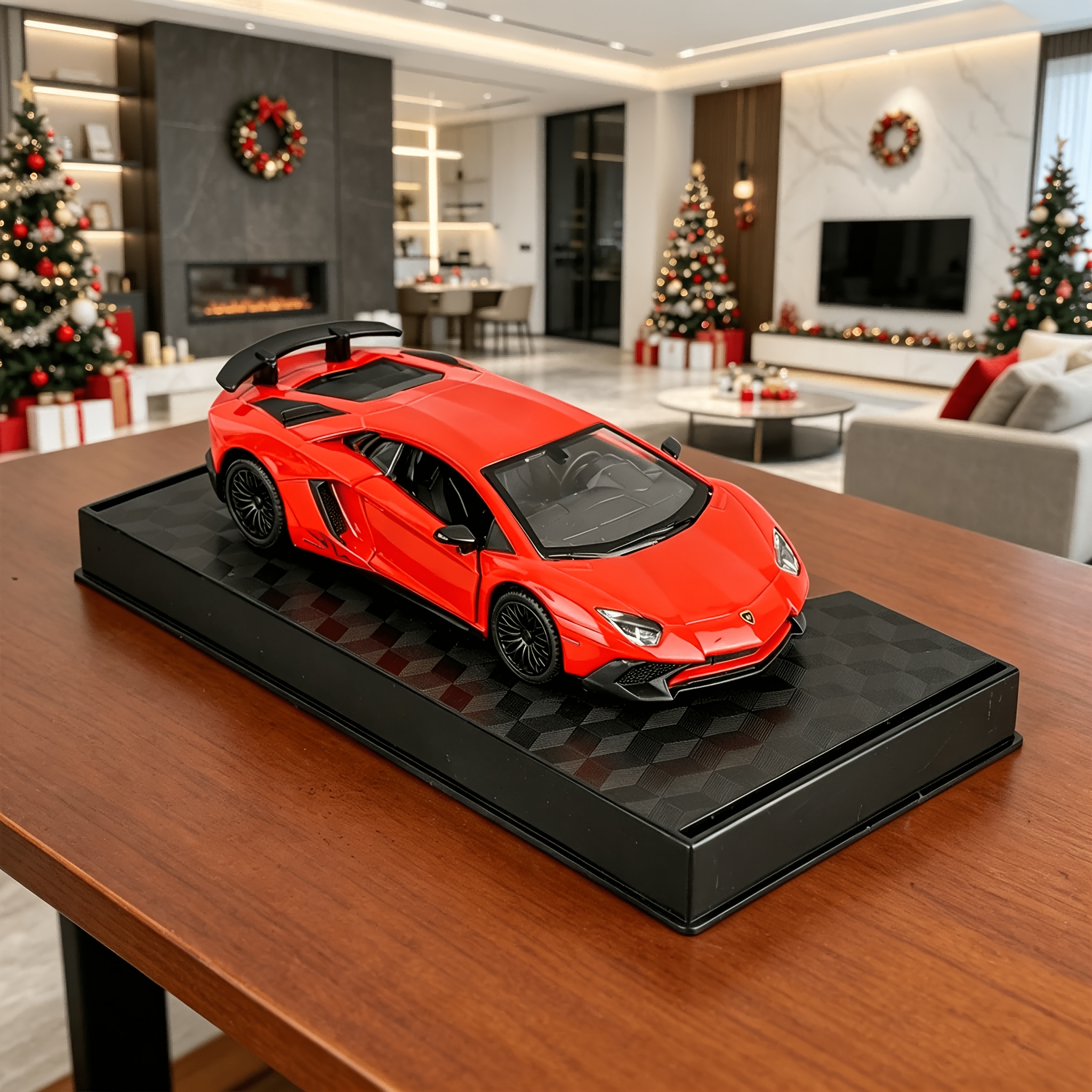 TEMU 1:36 Red Model Car, Alloy Open Door Sports Car With Base, Classic Collectible Ornament, Perfect Gift For Festival Birthday Graduation, High Car