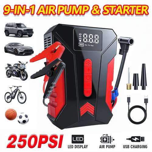 15000a 2 11 gallon vehicle portable car battery charger usb led emergency light car additions tools