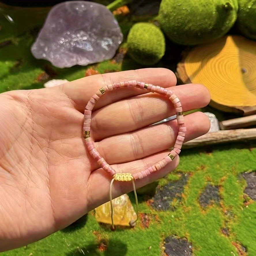 E-shop 1 Stück Natürlicher -Steinarmband für Frauen – Rosa Geflochtener Schmuck zur Liebesanlockung, Geschenk zum Valentinstag, Muttertag, Jubiläen,