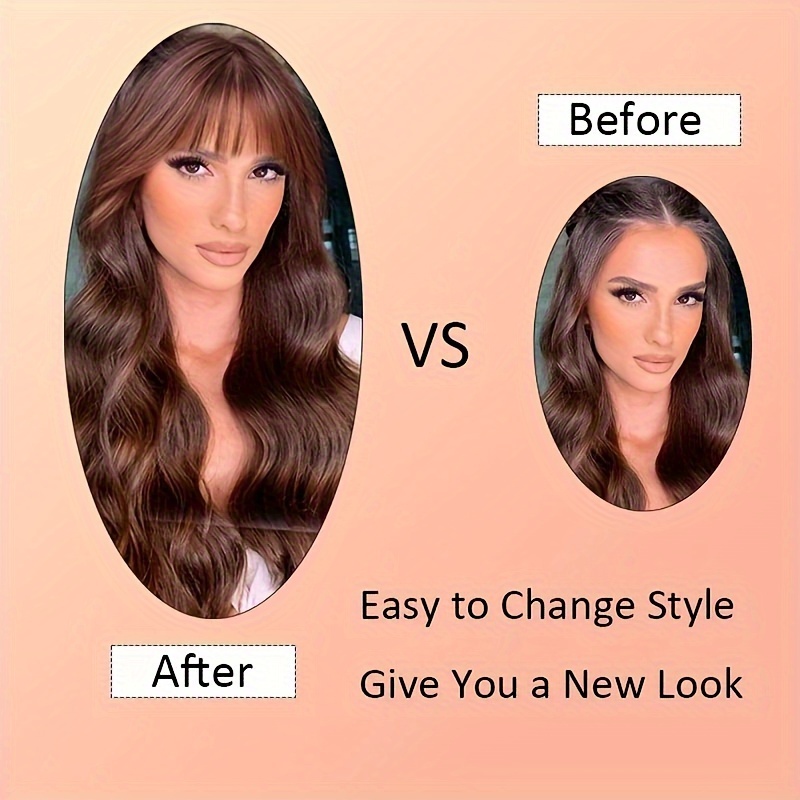 elegant womens afro curly clip in hairbangs wig natural looking   dark     bangs fluffy lengthening hair accessory comfortable   with breathable mesh details 3
