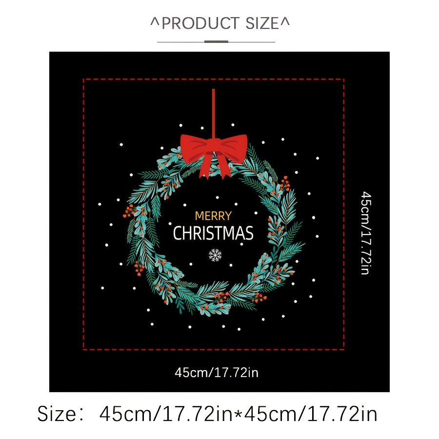 1pc 45cm * 45cm Christmas Decorative Window Sticker | Red Bow And Christmas Wreath Design, Pvc Material, Static Cling, Reusable, Suitable For Holiday Party Atmosphere