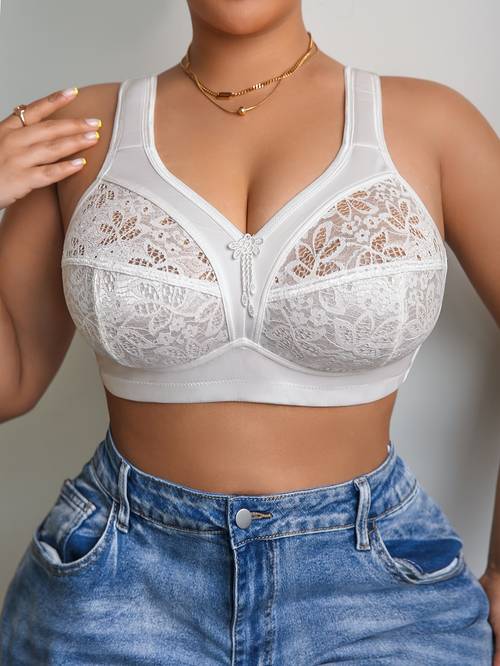 lace plus size womens bra wireless casual comfortable underwear with thin style