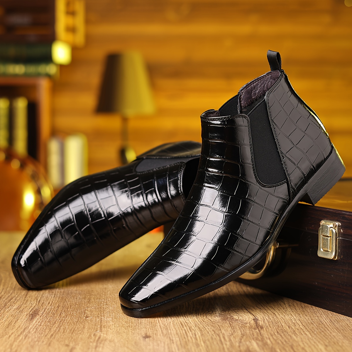 mens pointed toe trendy chelsea boots anti skid high top - Temu