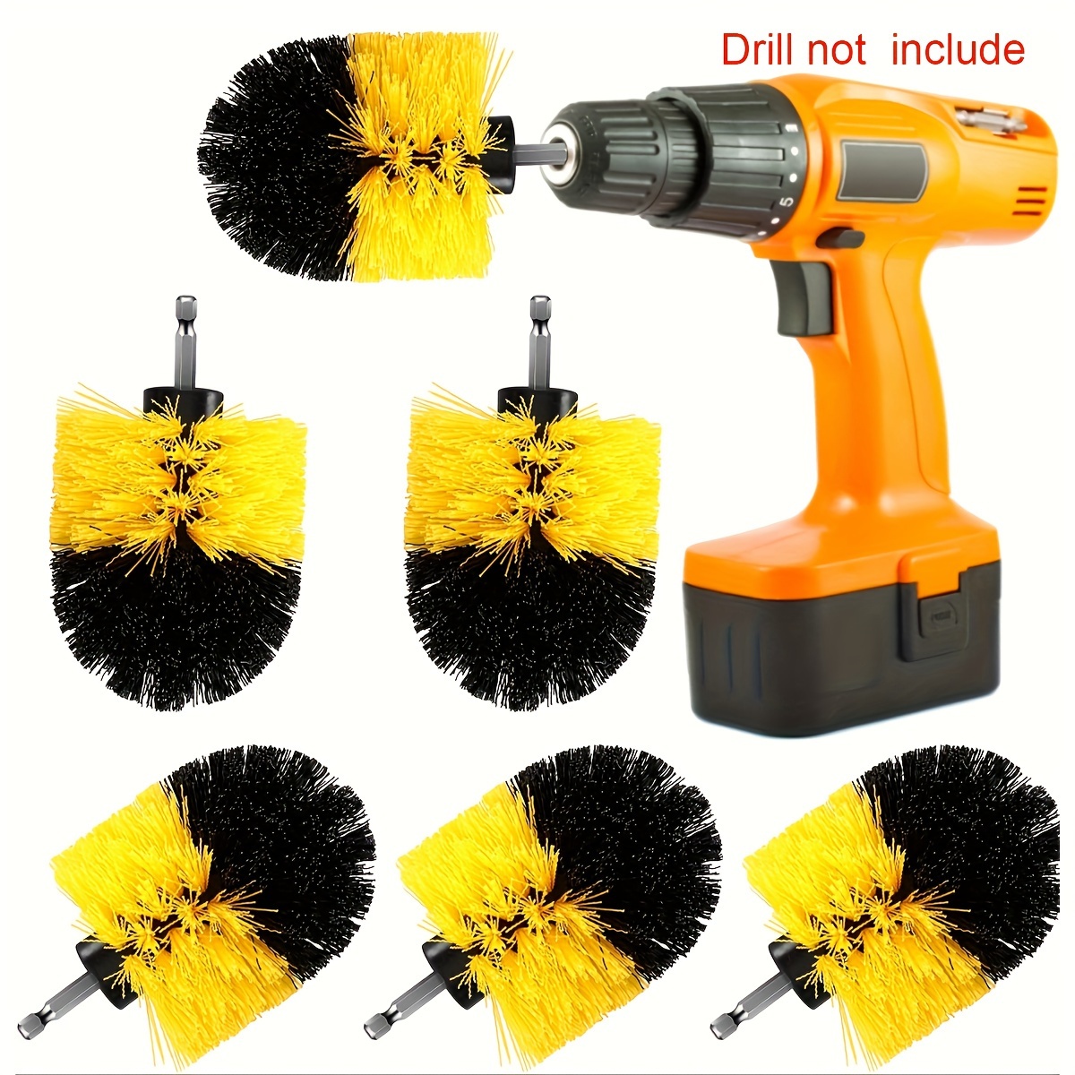 6pcs Power Scrubber - Medium Firmness, Cleaning Kit For Kitchens, Bathrooms, Patios, - Durable Polypropylene Material, No Electricity Needed, Drill Brush Accessories