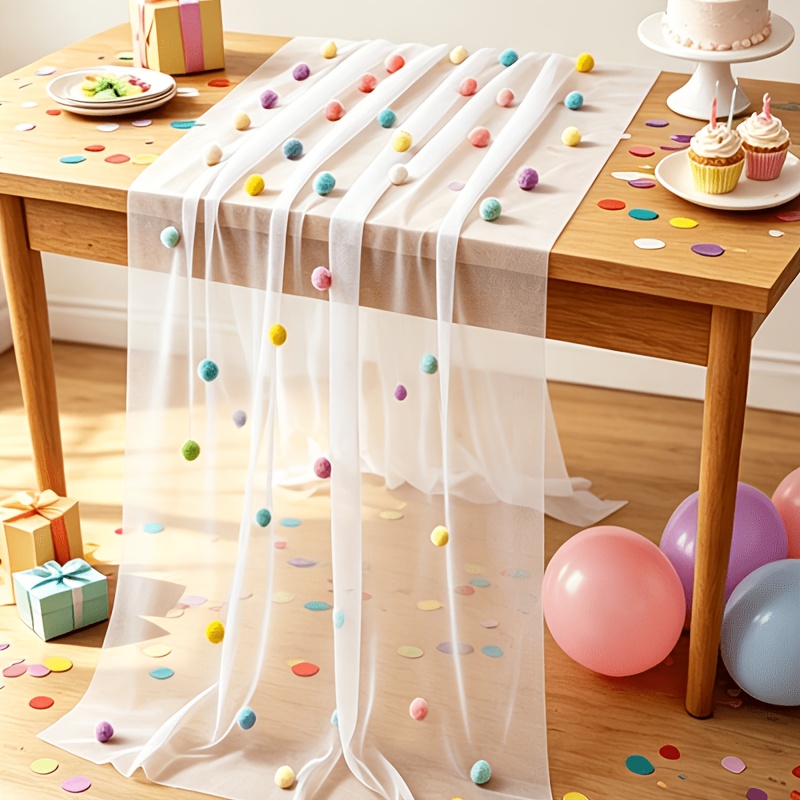 TEMU Nappe de 3 mètres de long de boules colorées, adaptée pour les décorations de fête d'anniversaire, les de table d'anniversaire, la décoration de