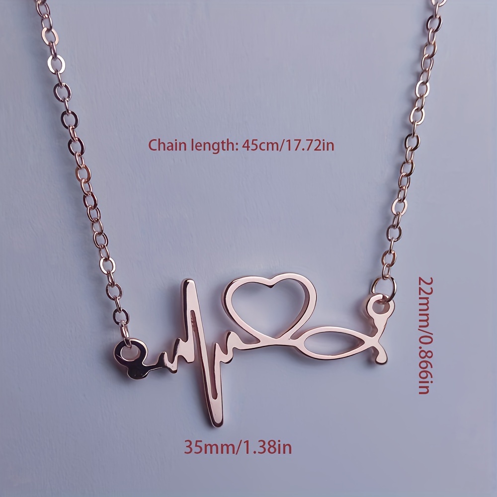 1pc Stethoscope ECG Pattern Necklace Heartbeat Clavicle Chain