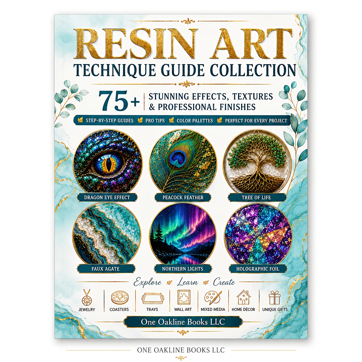 TEMU Master 75+ Resin Art Techniques In 1 Book: Epoxy Special Effects, Geodes, Ocean Waves, Golden Leaf, Jewelry, Coasters, Trays, And Home Decor—a