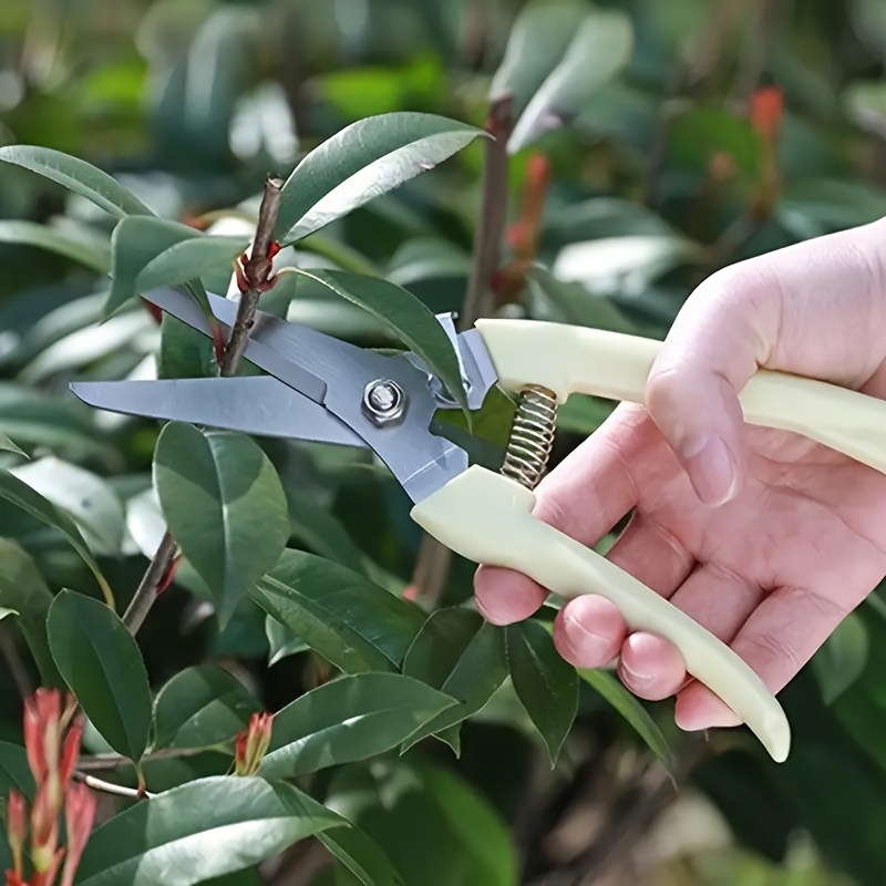

1 Pair, Garden Pruning Shears, Carbon Steel Material, Modern Style, 7.6 Inch Professional Gardening Scissors With Spring, Manual Hand Pruner For Trimming, Cutting Flowers And Fruit Picking