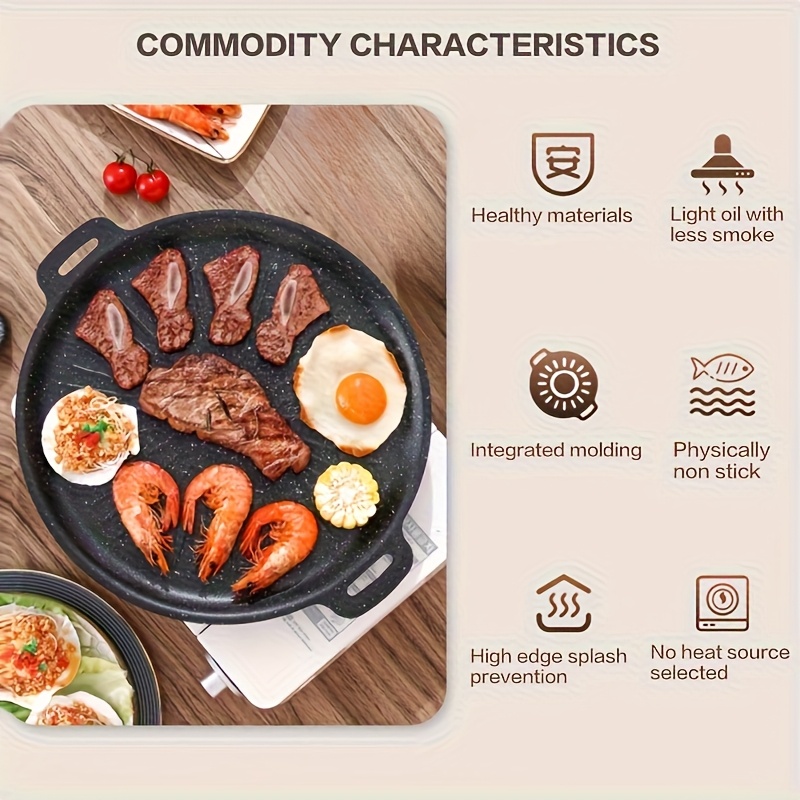 Durable Cast Iron Korean-Style BBQ Grill Pan with Non-Stick Coating & Solar Pattern Design - Even Heat Distribution for Indoor/Outdoor Use, Camping, RV, House Parties, Commercial & Everyday Cooking, Flat Top Grill Accessories, Rv Cooking, Sleek Cooking Surface, Premium Cookware, Versatile Cookware, Outdoor Enthusiasts, Indoor Grilling, Modern Cookware, Highquality Cookware, Portable Cookware, Party Hosts