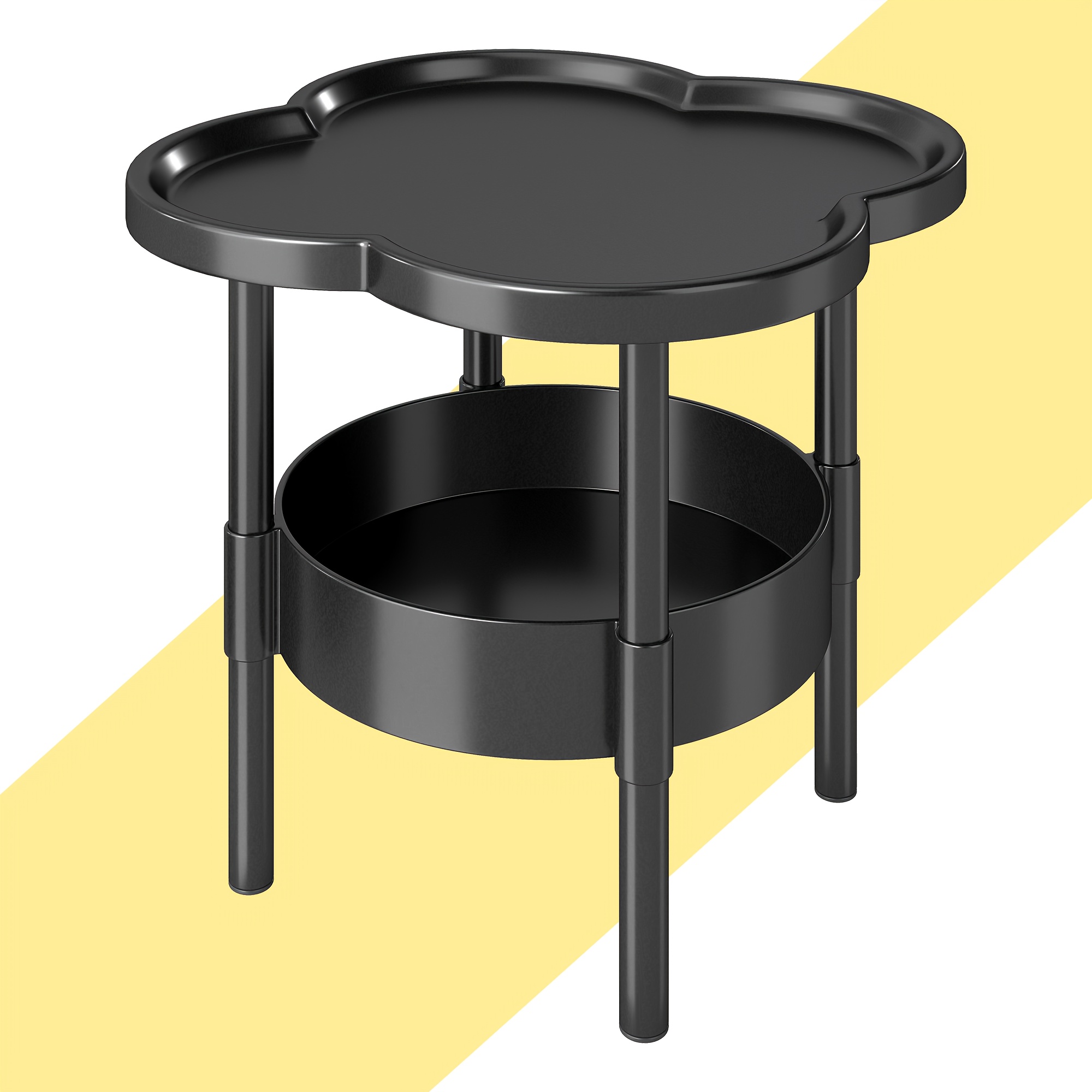 TEMU 1pc 2 Shaped Plastic Coffee Table, Simple And Multifunctional Flower Shaped Side Table, Suitable For Bedroom And Living Room Decoration, Durable