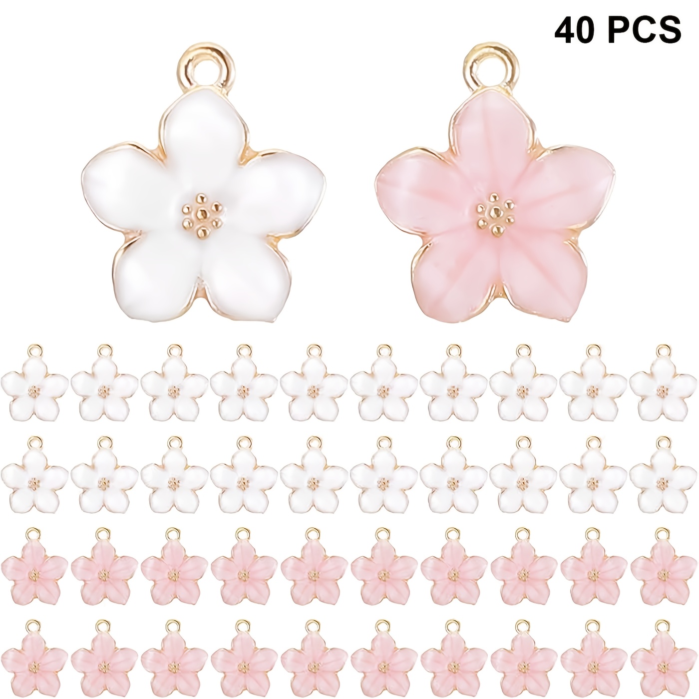 TEMU 40pcs Enamel Decor Small Flower Enamel Charms Cute Alloy Flower Pendants For Diy Crafts Bracelet Necklace Earrings Jewelry Making Findings Purse
