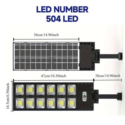504 led solar powered outdoor street light flood light 7200k cool white 5000mah rechargeable battery dusk to dawn wide angle pir motion sensor 3 lighting waterproof exterior light for hotel mall
