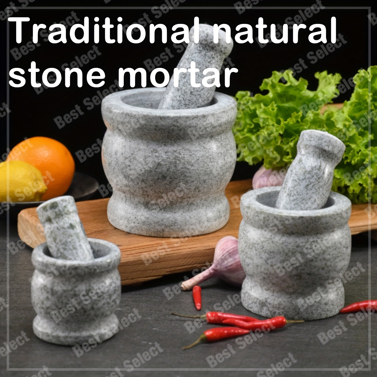 

Manual Garlic Mortar And Pestle Set - Stone For , Spices &