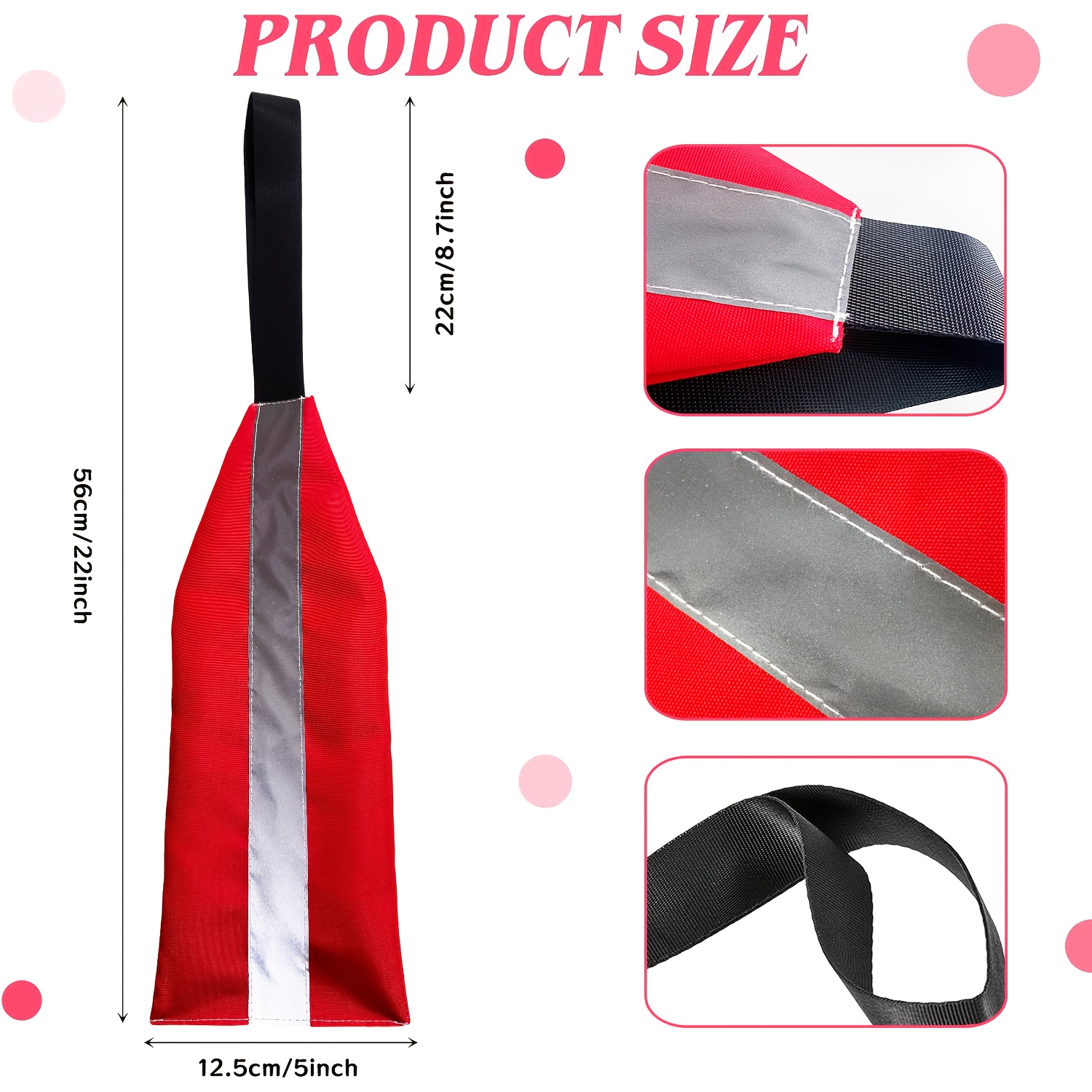 TEMU 1 pièce Drapeau de sécurité de voyage pour kayak et canoë, drapeau d'avertissement rouge avec sangle pour remorquage de kayak, SUP, canoës, kit