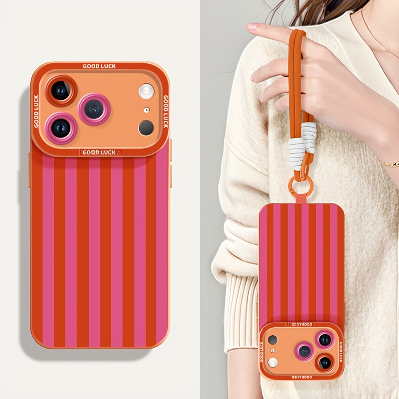 TEMU Phone Case: Suitable For Iphone 18 Pro Max 17 16 15 14 13 12 11 Long Crossbody Lanyard Phone Cases, Short Cord , Handy Creative Orange Soft